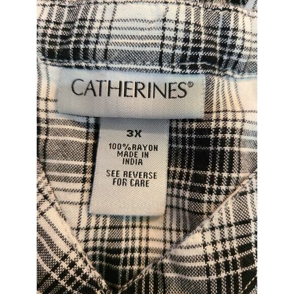 Catherines 3x women's partial button down plaid blouse - Picture 3 of 6